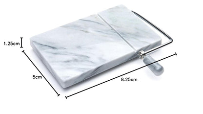 Fox Run Cortadora de Queso de Mármol | Blade de acero inoxidable, base de mármol blanco, 5 x 8.25 x 1.25 pulgadas