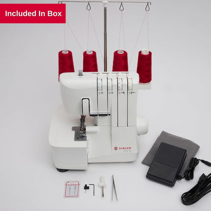 SINGER S14-78 Serger con kit de accesorios | Máquina Overlock con capacidad de puntadas 2-3-4, 1200 puntadas/minuto, alimentación diferencial, luz LED y brazo última intervensión, blanco