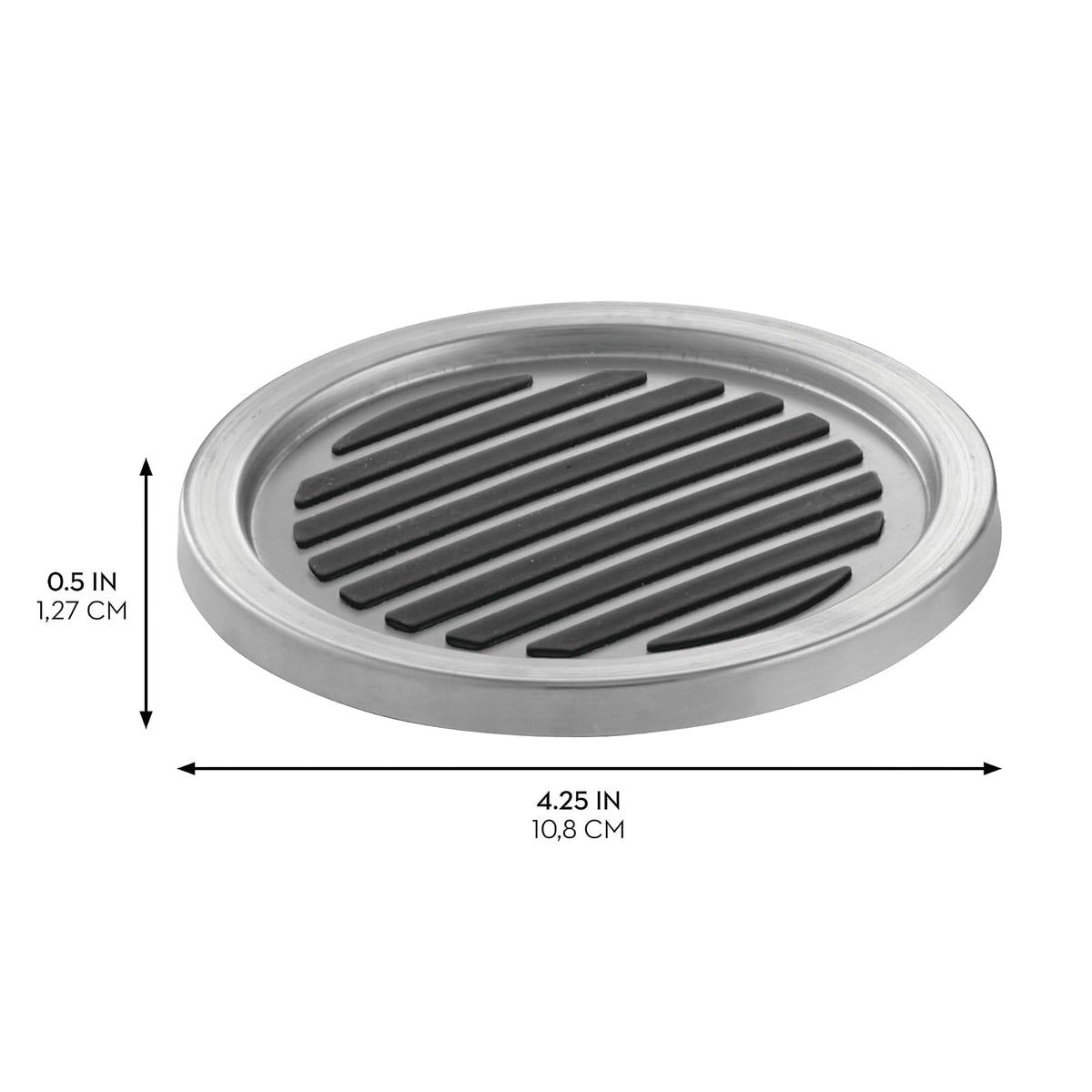 Interdesign Forma Set de 4 Posavasos, Acero Inoxidable Cepillado/Negro