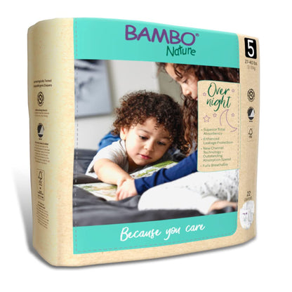 Bambo Nature Pañales para la noche, tamaño 5, (12,2 a 18,1 kg), 22 unidades