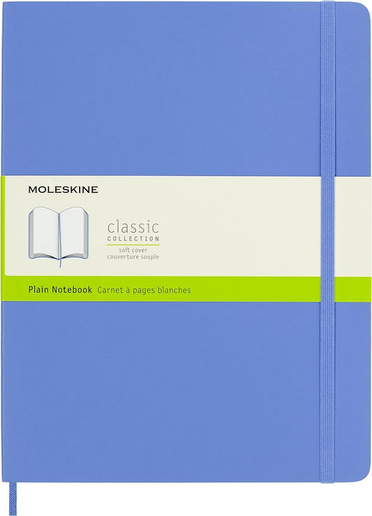 Moleskine - Cuaderno clásico, cubierta suave, XL (7.5 x 9.5 pulgadas), liso/en blanco, azul hortensia, 192 páginas