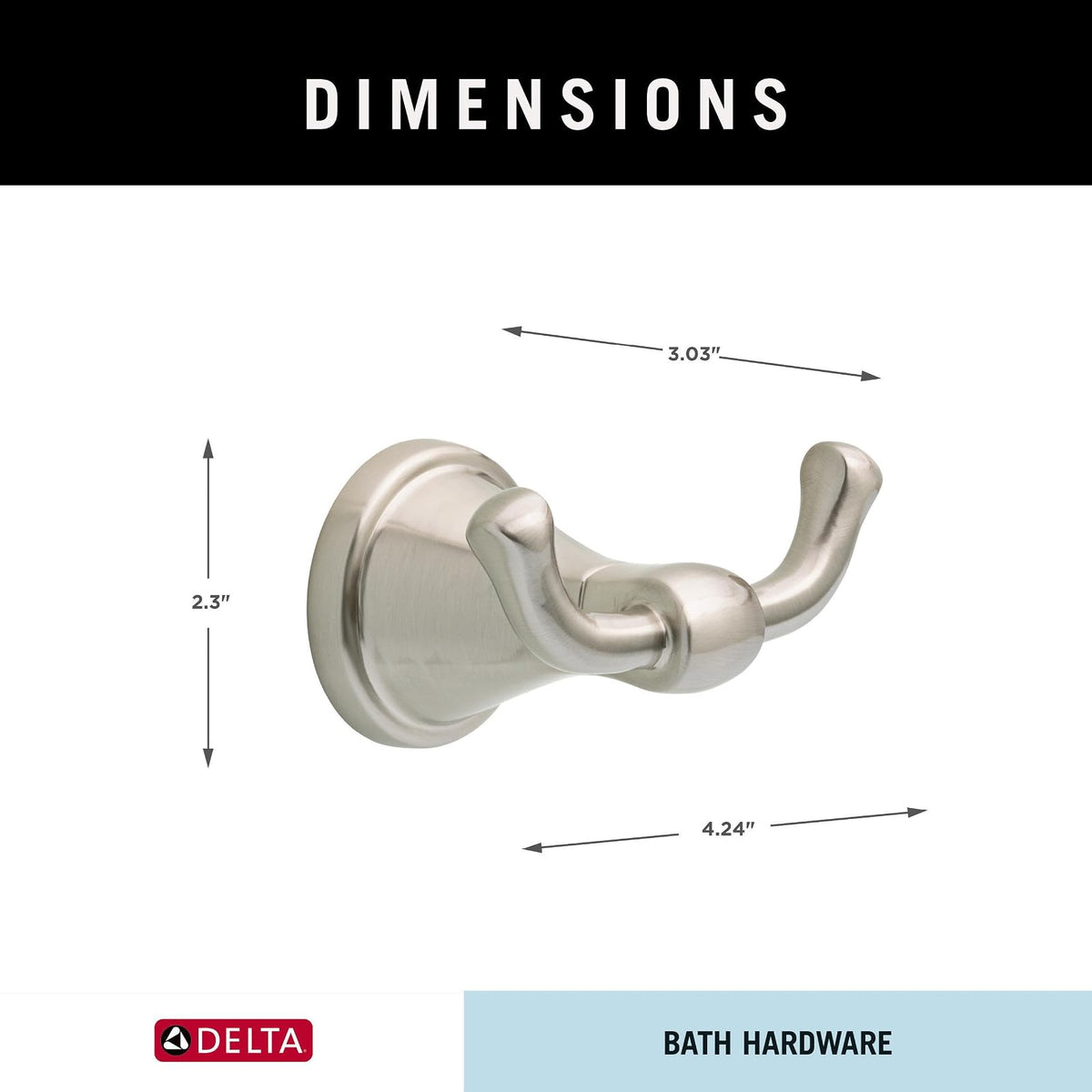 Delta Faucet Becker (1 unidad) Gancho para toalla/bata para baño, SpotShield níquel cepillado, montado en la pared BCK35-DN