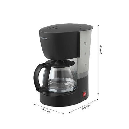 TAURUS COFFEE MAX 6, Cafetera de Goteo con Filtro Permanente, 600 ml, Cafetera 6 Tazas, Anti-goteo, 650 W, Jarra de vidrio, Placa calefactora, Interruptor luminoso