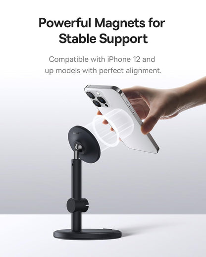 Baseus MagPro Soporte Magnético para Teléfono Ajustable de 16.5 a 19.7cm para Escritorio, Ángulo de Visión 360°, Negro