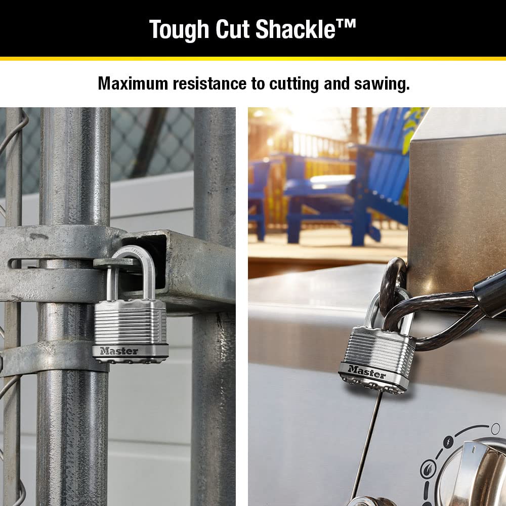 Master Lock M1XKADCCSEN Magnum Candado laminado, 4.45 cm de ancho, acero de 0.8 cm, 2.54 cm de distancia al grillete, Paquete de 1, 1-Inch Shackle, Acero