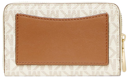 Michael Kors Jet Set - Estuche pequeño con cierre para mujer, Vanilla/Acorn, Talla unica