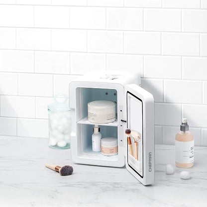 Mini Refrigerador con Espejo, Capacidad 4 Litros, Color Blanco, Modelo RJ48-6-ML
