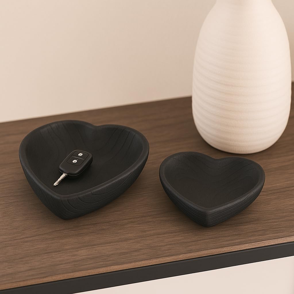 Sagebrook Home Decoración Irregular de Paulownia con Corazones de Madera para decoración de Interiores, 3 Pulgadas de Alto, Color Negro, 2 Juegos