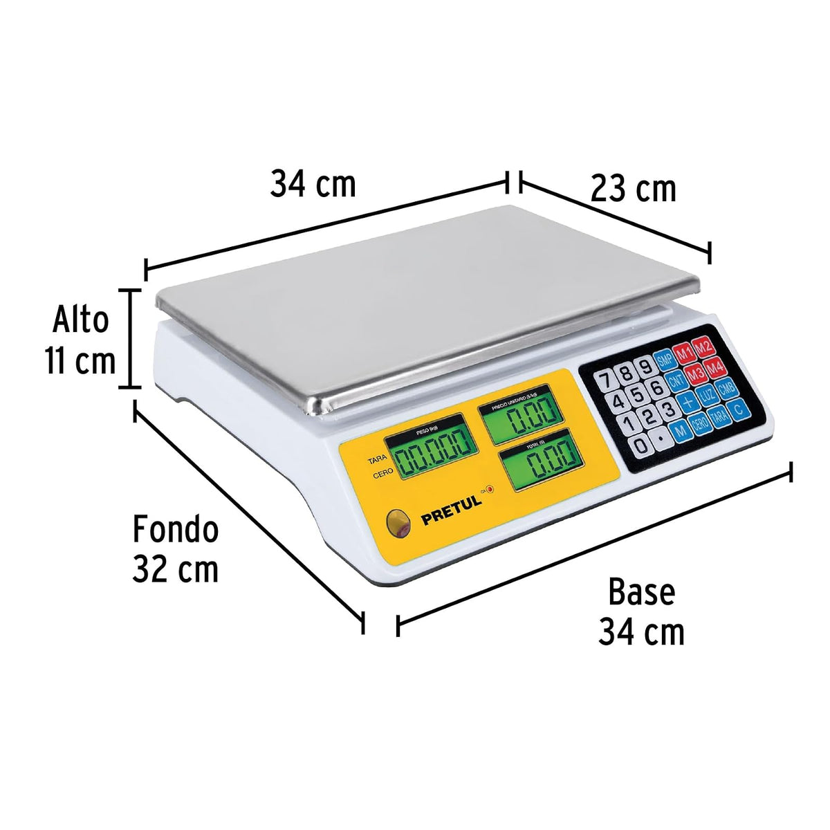 Truper BASE-40P, Báscula electrónica multifunciones, capacidad 40 kg