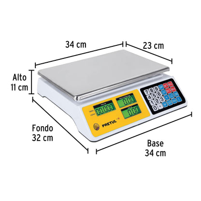 Truper BASE-40P, Báscula electrónica multifunciones, capacidad 40 kg