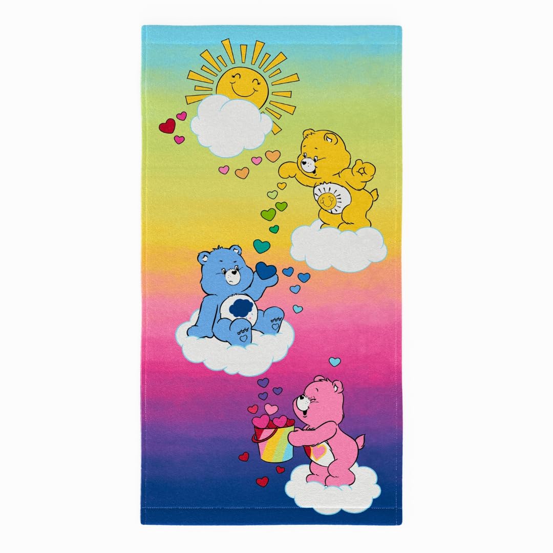 Franco Care Bears Rainbow Kids Toalla de baño, Piscina y Playa de algodón súper Suave, 58 x 28 Pulgadas, (Producto Oficial con Licencia)