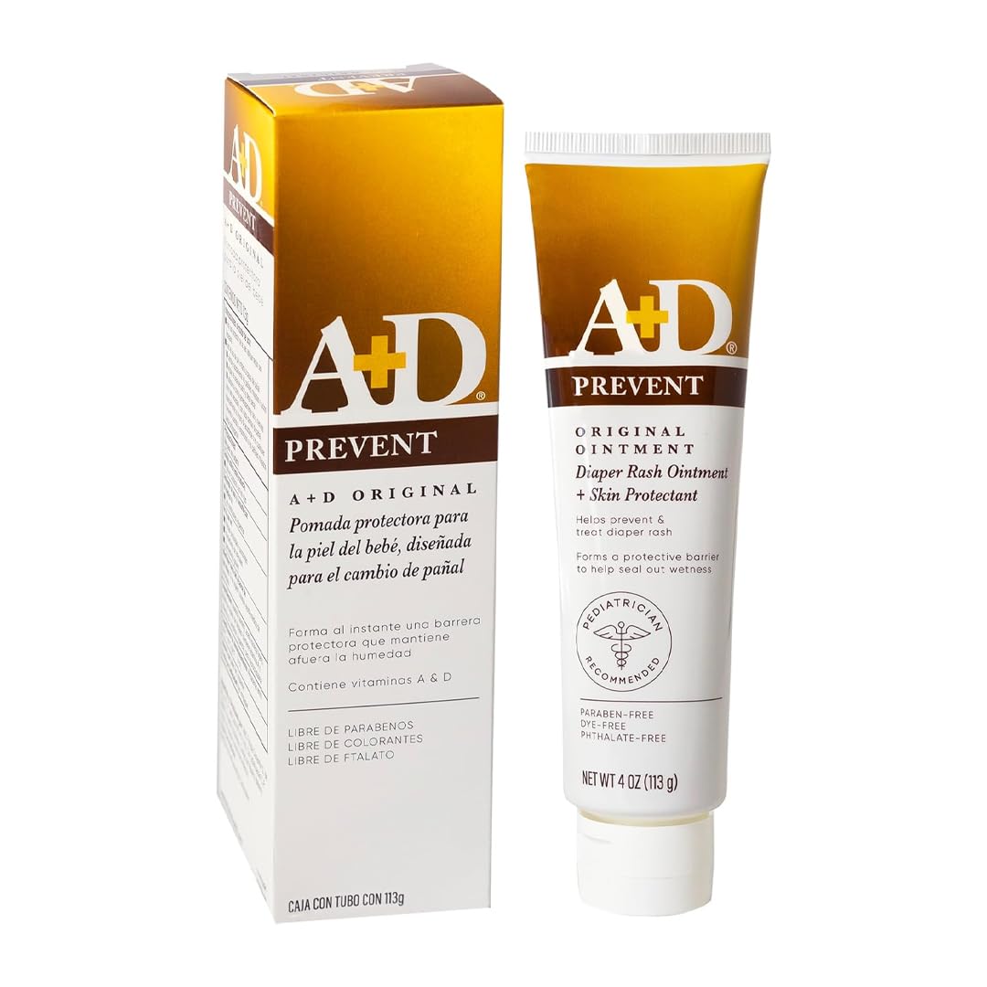 A+D Prevent Pomada para Rozaduras de Pañal en Bebés 113 g | Hipoalergénica | Vitamina A y D, Lanolina | Libre de Parabenos, Ftalatos, Sulfatos y Colorantes