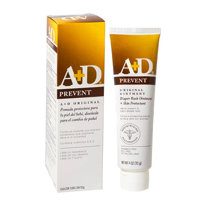 A+D Prevent Pomada para Rozaduras de Pañal en Bebés 113 g | Hipoalergénica | Vitamina A y D, Lanolina | Libre de Parabenos, Ftalatos, Sulfatos y Colorantes