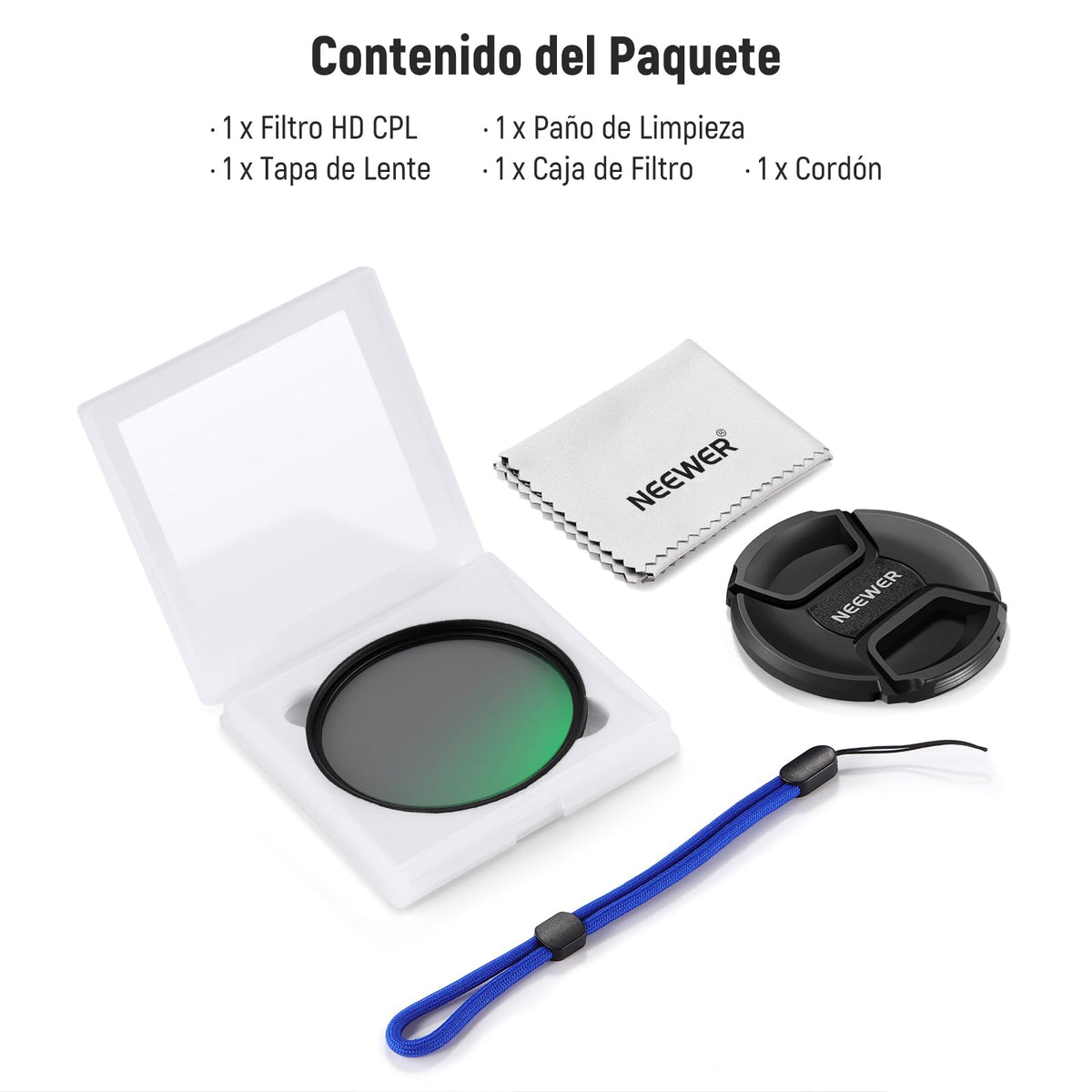 NEEWER 58mm Filtro CPL con Tapa Lente, Filtro Polarizador Circular Ultradelgado Multirresistente con Nanorrecubrimiento con Vidrio Optico HD para Lente Cámara, Reduce Reflejo y Deslumbramiento