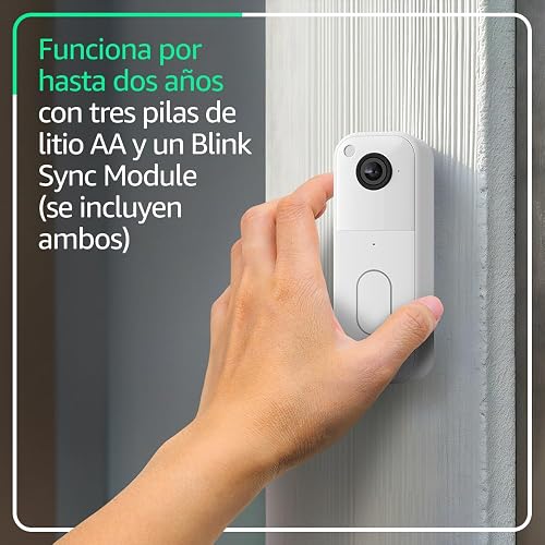 Timbre con cámara Blink (modelo más reciente): video HD de cuerpo completo, batería que dura dos años y configuración fácil. Incluye sistema Sync Module Core (blanco)
