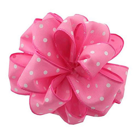 Berwick Offray DWI lunares blancos cinta con borde RIBBON-1 - 1/5.1 cm de ancho x 50 yards-hot rosa