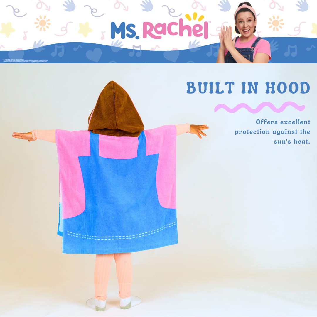 Franco Ms. Rachel - Toalla con Capucha para niños, para Playa, Piscina, baño, Campamento, 24 x 22 Pulgadas, Cubierta de algodón Absorbente, (Producto con Licencia Oficial)