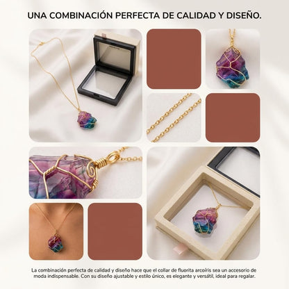 XYPHIELLE Collar de Siete Cristales Naturales para Mujer, Dije de Piedras del Chakra en Alambre, Joyería Boho Artesanal, Regalo de Equilibrio y Suerte