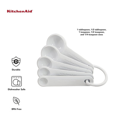 KitchenAid Juego de 5 cucharas medidoras, color blanco