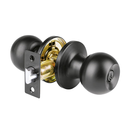 Hermex Cerradura de Pomo para Baño Latón Antiguo - Negro - Cerradura - Entrada
