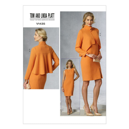 VOGUE PATTERNS V1435E50 - Plantilla de Costura para Chaqueta y Vestido de Mujer, Talla E5 (14-16-18-20-22)