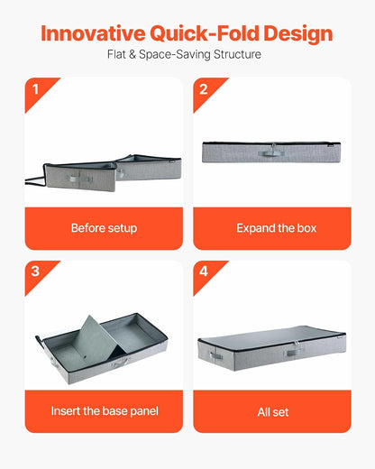 VEVOR Contenedor de Almacenaje para Debajo de Cama 850 x 430 x 120 mm 2 Piezas Bolsa de Almacenamiento Bajo Cama con Tapa Transparente Organizador de Ropa, Mantas para Dormitorios, Salas de Estar