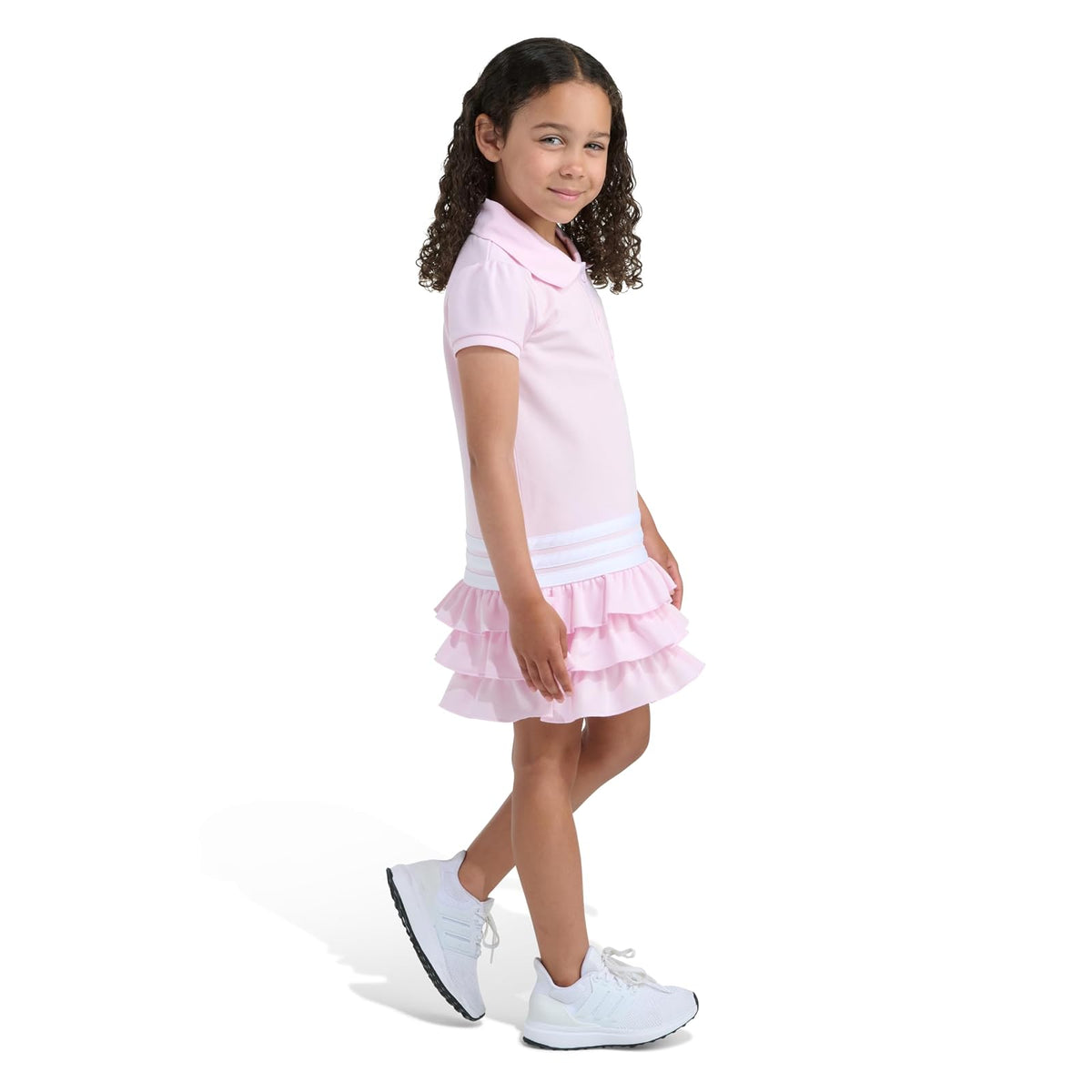 Adidas - Vestido de Polo de Manga Corta con Volantes para niñas