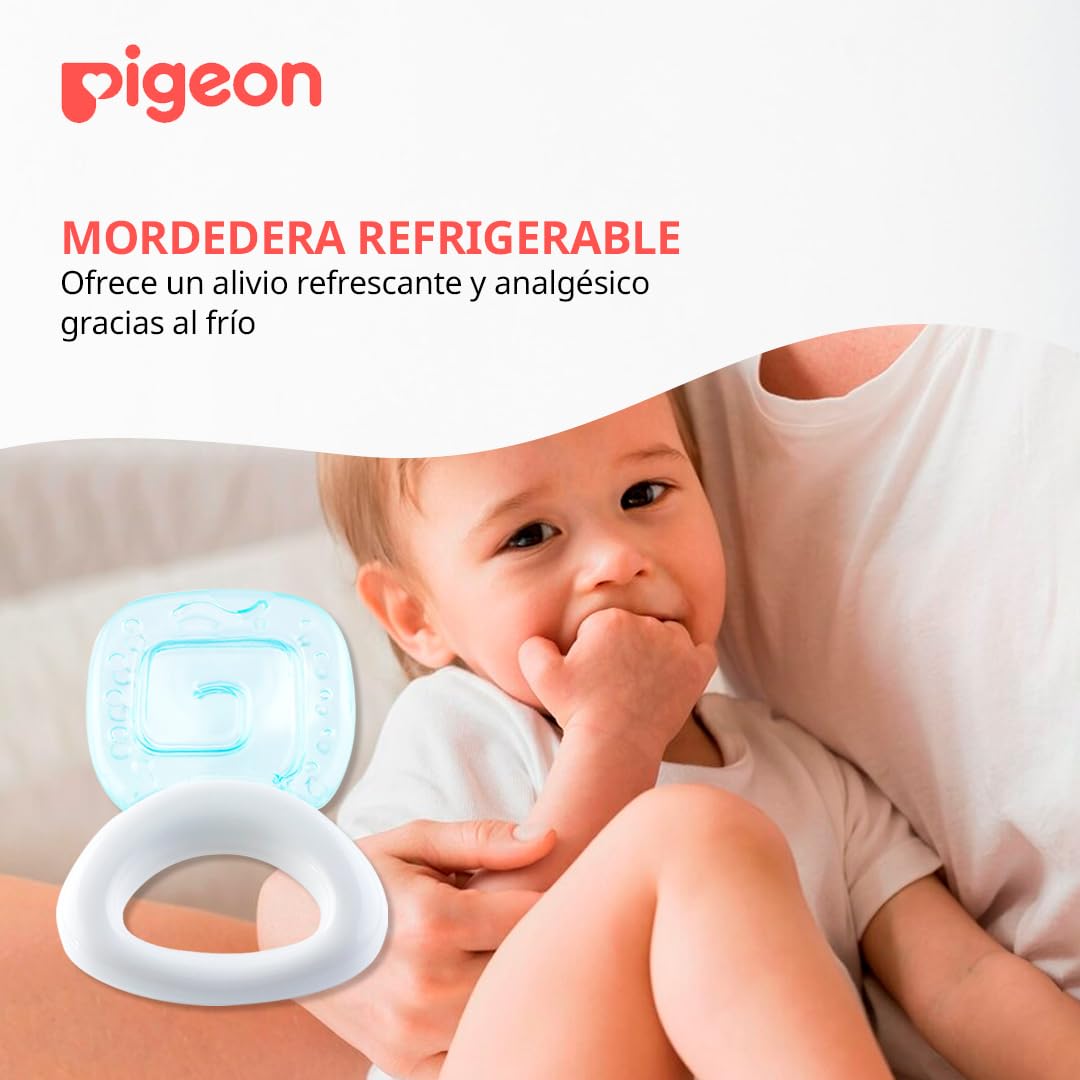PIGEON | Mordedera para Bebe Refrigérable - Cuadrado | Cosas para Bebes Ideal para Aliviar la Dentición | Estimula Desarrollo Motor de Bebes Recien Nacidos | Incluye Certificación de Seguridad