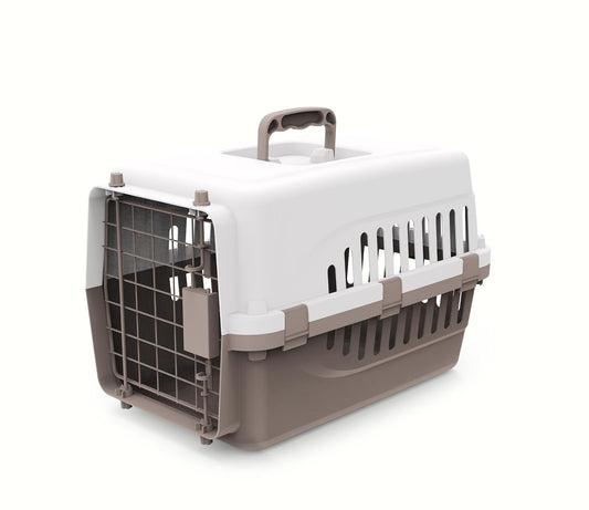 SUNNY Transportadora para Perros y Gatos de hasta 8 kg, económica, Puerta metálica, 55x38.5x35cm, Color café.