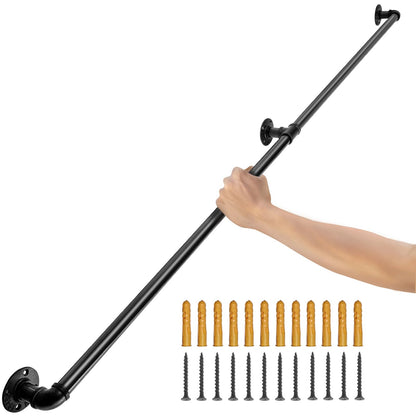 VEVOR - Pasamanos para escaleras de tubo, pasamanos para escaleras de 6 pies, capacidad de carga de 420 libras, pasamanos de tubería industrial con soporte de montaje en pared, barandillas de pared de
