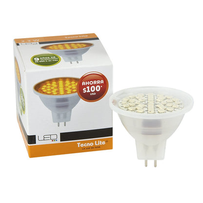 Tecnolite - Foco MR16 LED 2.3 W, Luz Amarilla, Base GX5.3, No atenuable