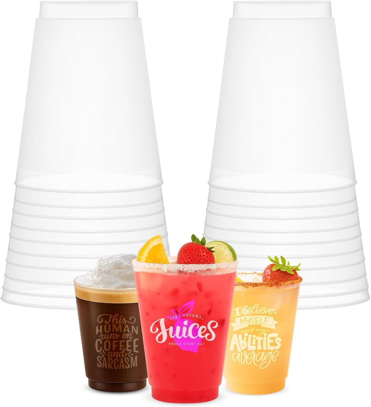 Concession Essentials - Vasos de plástico Frost Flex de 12 onzas, vasos reutilizables inastillables para fiestas, bodas y eventos, paquete de 50
