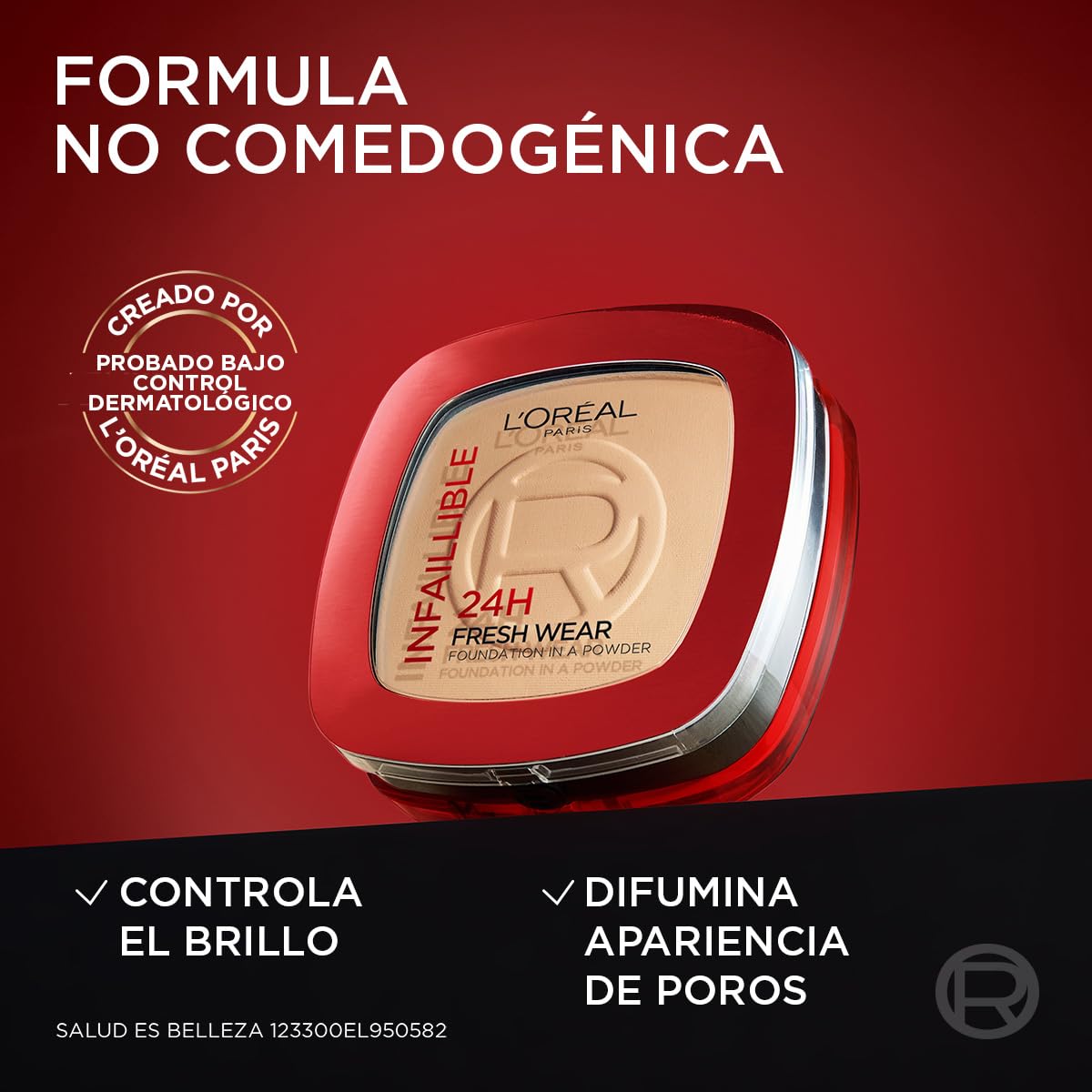 L'Oréal Paris Infallible 24h Freshwear Base de Maquillaje en Polvo de Larga Duración y Alta Cobertura, Tono 140 Golden Beige, 9g