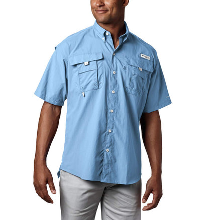 Columbia PFG Bahama II Camisa Manga Corta para Hombre UPF 50 - Azul 10 PCS - G - Sólido