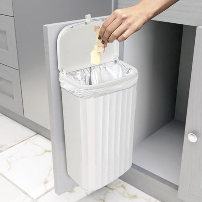 Glad Roomate Cubeta de Basura 12L | Blanco, Apertura Doble Tapa, Para Clóset de Cocina Bajo Baño Oficina