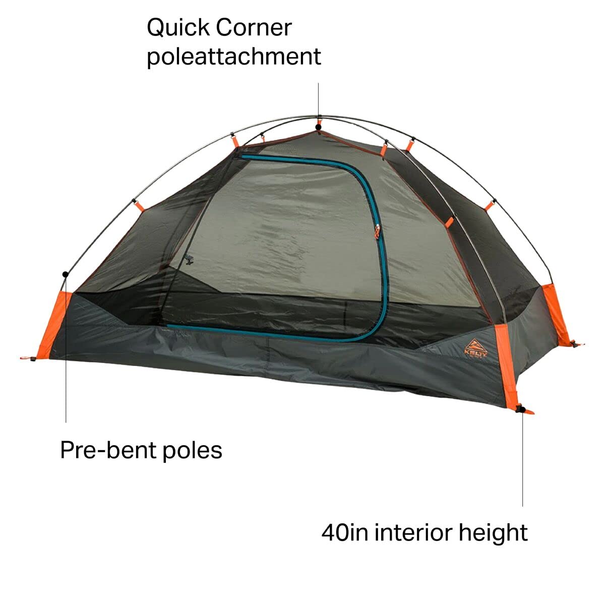 Kelty Late Start 2P - Tienda de campaña Ligera con Esquinas rápidas, Marco de Poste de Aluminio, bragueta de poliéster Impermeable, Capacidad para 2 Personas