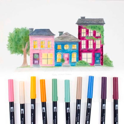Tombow Marcadores Artísticos de Doble Pincel, Paquete de 10 Unidades