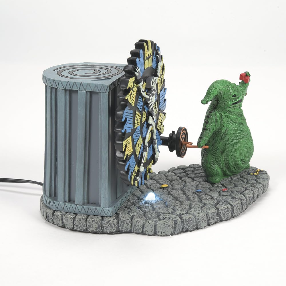Department 56 Resin Disney The Nightmare Before Christmas Village Accessories Oogie Boogie Da un Giro Iluminado Figura Animada, 4.33 Pulgadas, Multicolor