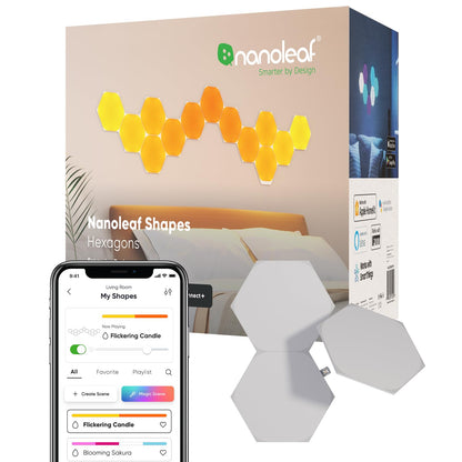 Nanoleaf Elements Kit de Expansión de Iluminación LED, 3 Hexágonos - Paquete de 3 - Blanco