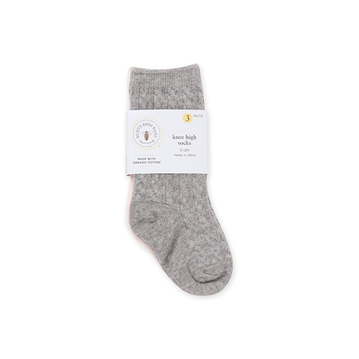 Burt's Bees Baby Set of 3 Cable Knit Knee-high Organic Cotton Stockings Socks Calcetines bebés niñas