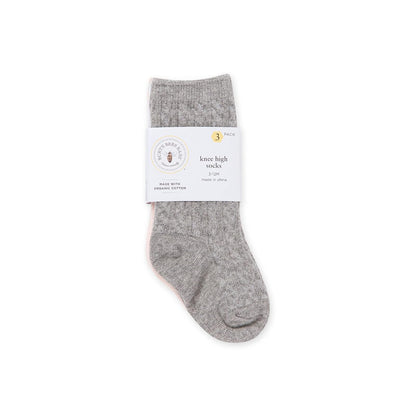 Burt's Bees Baby Set of 3 Cable Knit Knee-high Organic Cotton Stockings Socks Calcetines bebés niñas