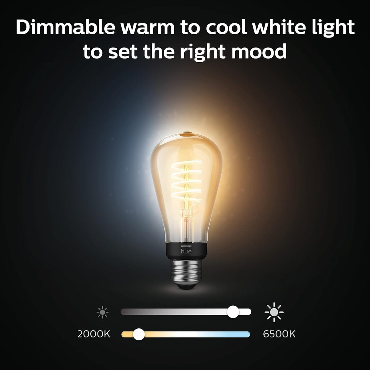 Philips Hue Foco Inteligente Filamento estilo vintage ST19 Compatible con Alexa