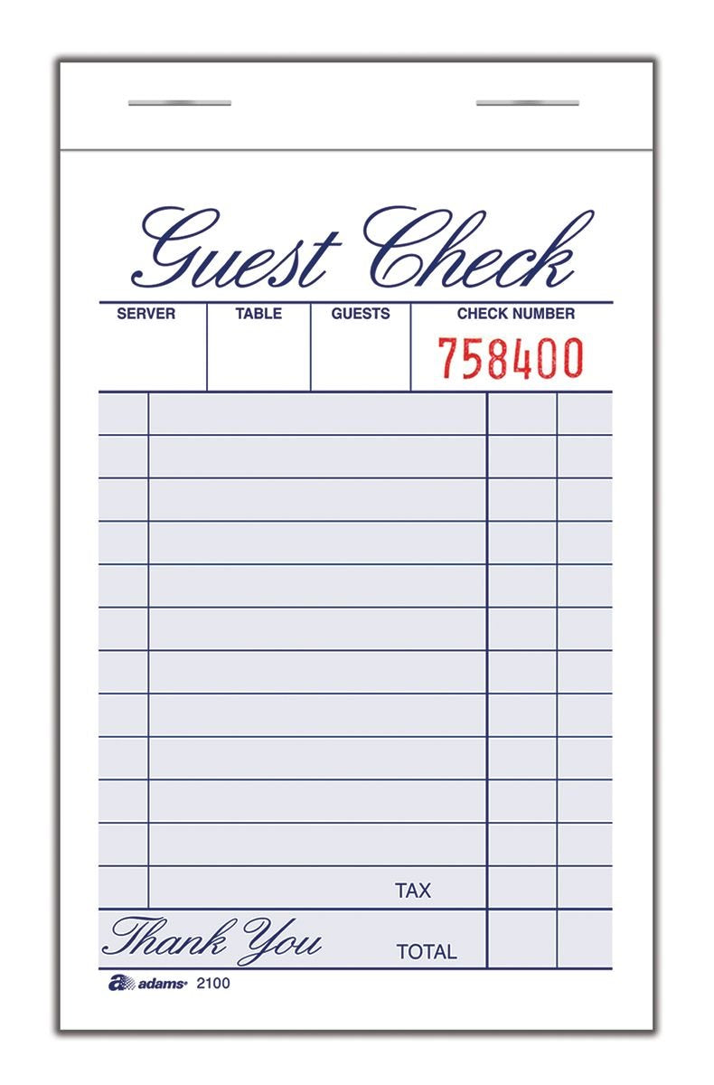 Adams Almohadilla de cheques de invitados, una sola pieza, blanco, 3-11/32 pulgadas x 5-7/16 pulgadas, 100 hojas/bloc, 12 almohadillas/paquete (2100-12)