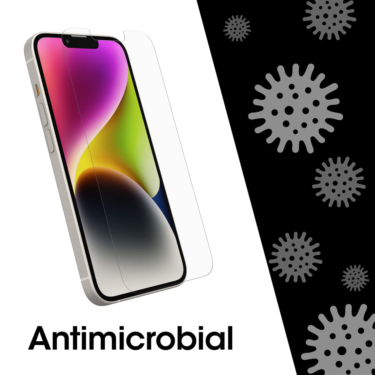 OtterBox ALPHA GLASS SERIES ANTIMICROBIAL Protector de Pantalla para iPhone 14, iPhone 13 & iPhone 13 Pro
