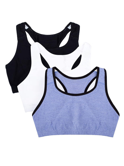 Fruit of the Loom Brasier Deportivo de Algodón para Mujer - Gema azul jaspeado con tono negro - blanco - negro - 38