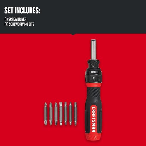 CRAFTSMAN - Destornillador de carraca, SpeedDrive, puntas de doble punta de 2 pulgadas, mango con capacidad para hasta 6 puntas (CMHT68129)