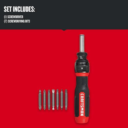 CRAFTSMAN - Destornillador de carraca, SpeedDrive, puntas de doble punta de 2 pulgadas, mango con capacidad para hasta 6 puntas (CMHT68129)