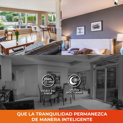 Tecnolite Connect - Cámara de Monitoreo Inteligente WiFi Interiores, Altavoz y Micrófono, Visión Nocturna, Compatible con App móvil y Asistentes de voz