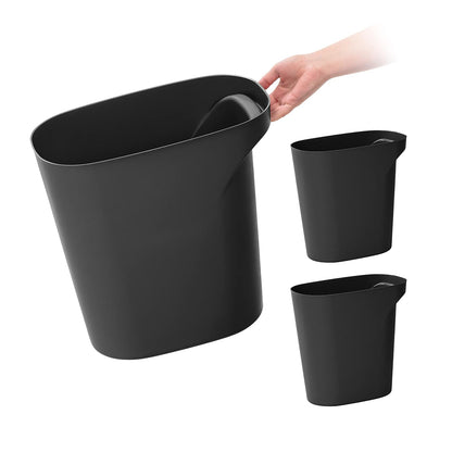 IRIS USA 22.7 L Papeleras de plástico, paquete de 3, Papelera de basura para el hogar, oficina, dormitorio, baño, negro
