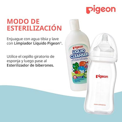 PIGEON SofTouch | Biberón Para Bebés De 3 Meses En Adelante | Simula Lactancia Materna | Tecnología Japonesa | Reduce Cólicos | 240 ml | Color Blanco.